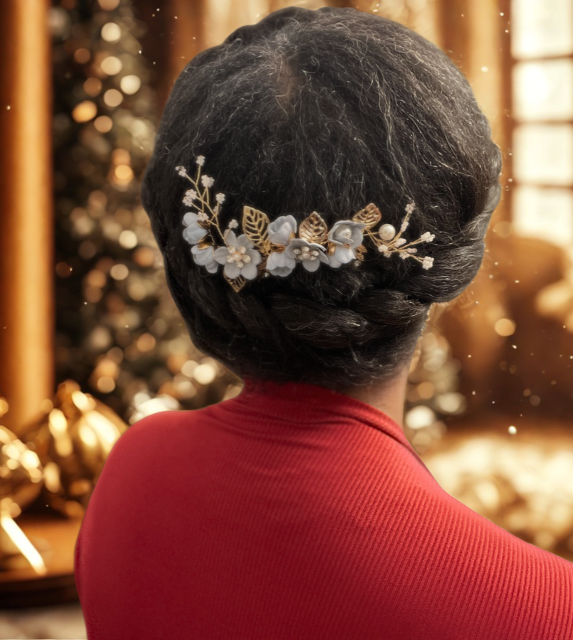 extension-safe holiday hair in a crown twist